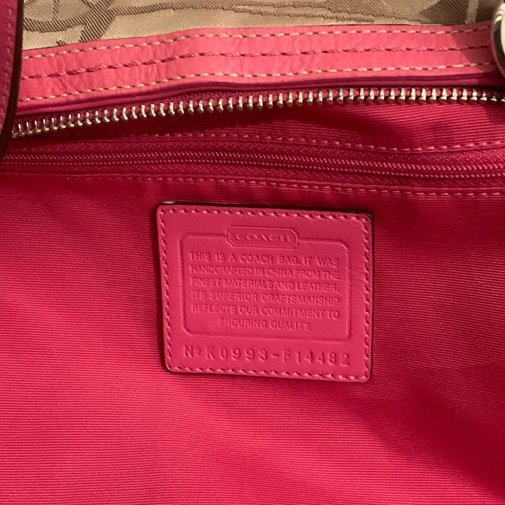 Coach Carriage Tan Tote with Pink Accents - Picture 2 of 10